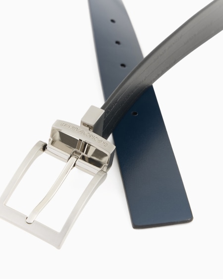 Armani Cinturón Reversible De Piel Con Logotipo Impreso