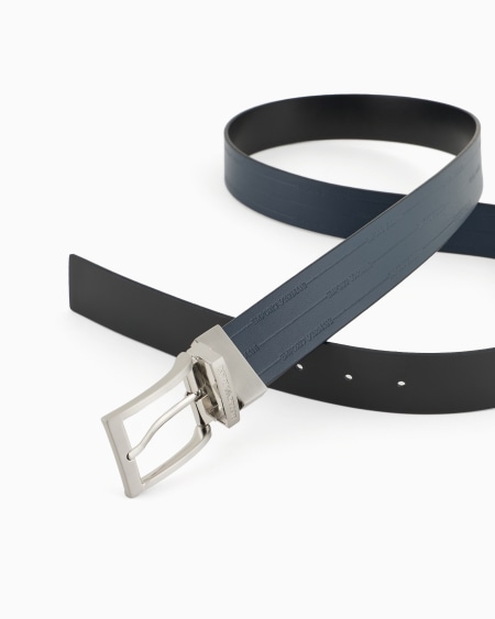 Armani Cinturón Reversible De Piel Con Logotipo Impreso