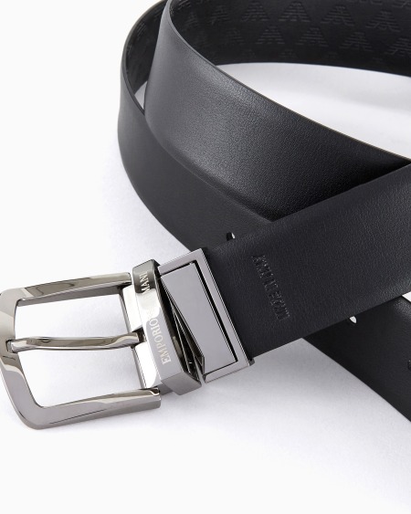 Armani Cinturón Reversible De Piel Con Monograma Integral