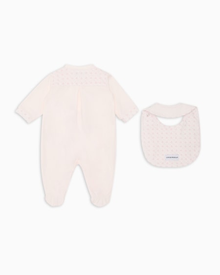 Armani Coffret-cadeau Dors-bien Et Bavoir En Jersey Avec Motif Optique Aigles