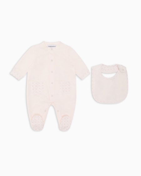 Armani Coffret-cadeau dors-bien et bavoir en jersey avec motif optique aigles