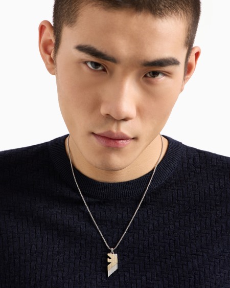 Armani Collar Con Colgante De Acero Inoxidable En Dos Tonos