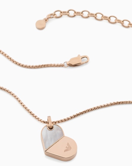 Armani Collar Con Placa De Acero Inoxidable Chapado En Oro Rosa