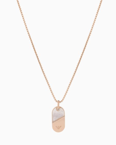 Armani Collar con placa de acero inoxidable chapado en oro rosa