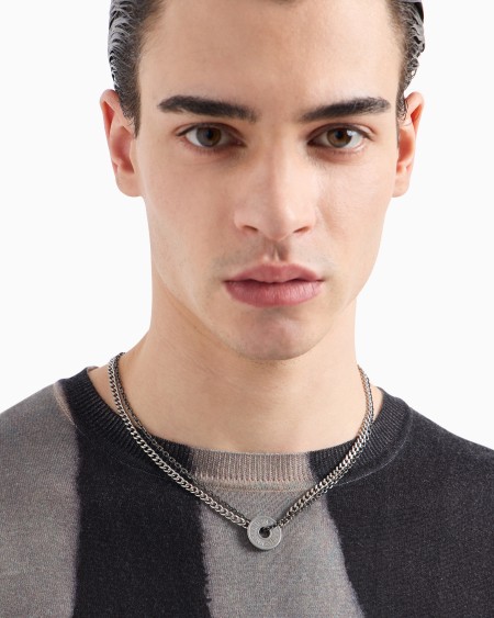 Armani Collar De Cadena En Acero Inoxidable Y Baño Color Gris Metálico