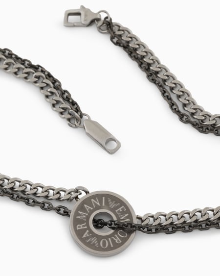 Armani Collar De Cadena En Acero Inoxidable Y Baño Color Gris Metálico