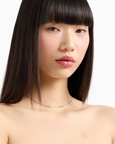 Armani Collar De Cadena Fina En Plata De Ley Color Dorado