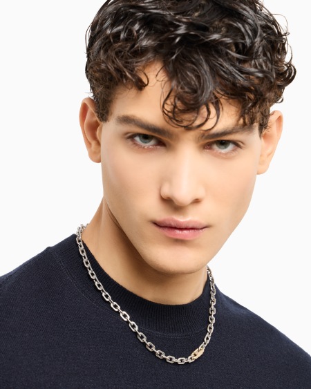 Armani Collar De Eslabones De Acero Inoxidable En Dos Tonos