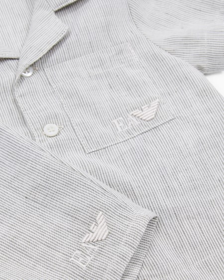 Armani Conjunto De Camisa Y Pantalones Cortos De Mezcla De Lino