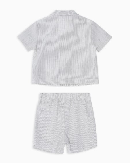 Armani Conjunto De Camisa Y Pantalones Cortos De Mezcla De Lino