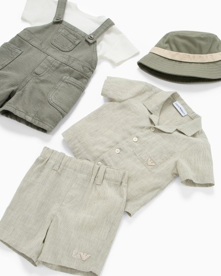 Armani Conjunto De Camisa Y Pantalones Cortos De Mezcla De Lino