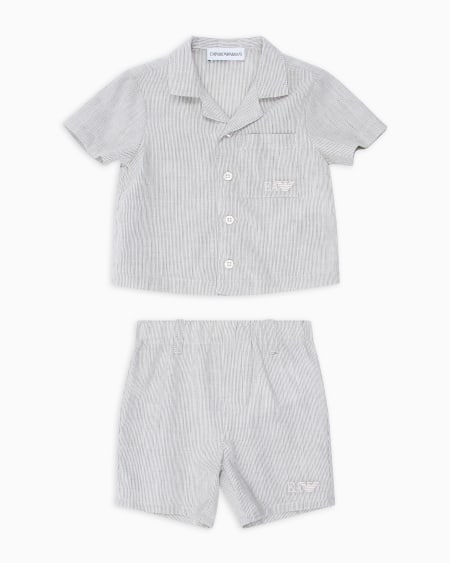 Armani Conjunto de camisa y pantalones cortos de mezcla de lino