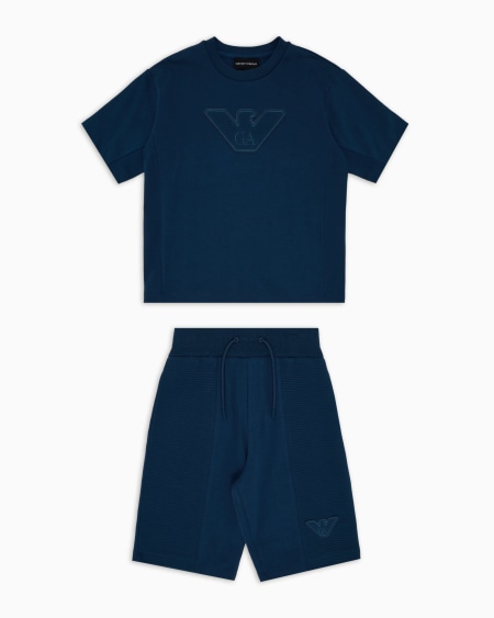 Armani Conjunto de camiseta y bermudas con maxilogotipo de águila