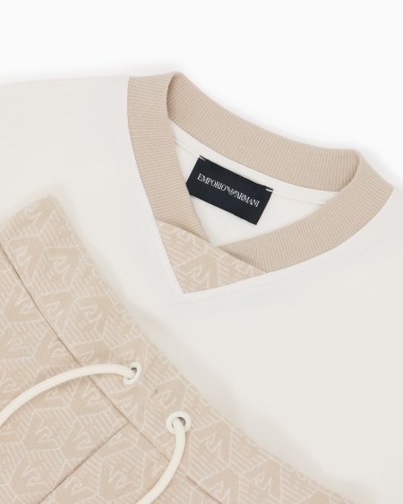 Armani Conjunto De Camiseta Y Pantalones Cortos De Punto Jacquard Con Motivo Integral De águila