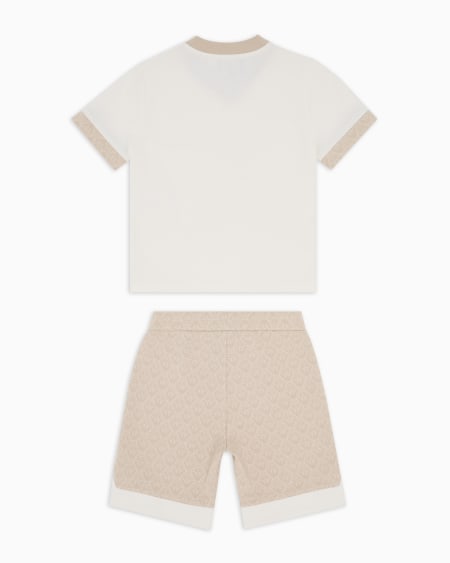 Armani Conjunto De Camiseta Y Pantalones Cortos De Punto Jacquard Con Motivo Integral De águila