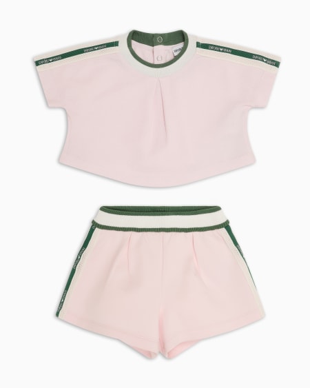 Armani Conjunto de camiseta y pantalones cortos de punto con cinta con logotipo