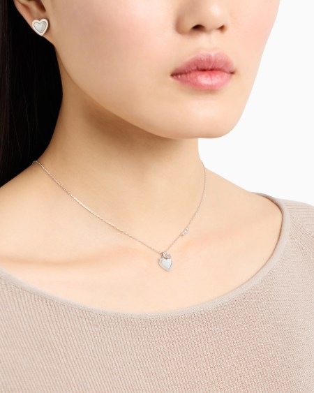 Armani Conjunto De Colgante Y Pendientes En Latón Color Plata