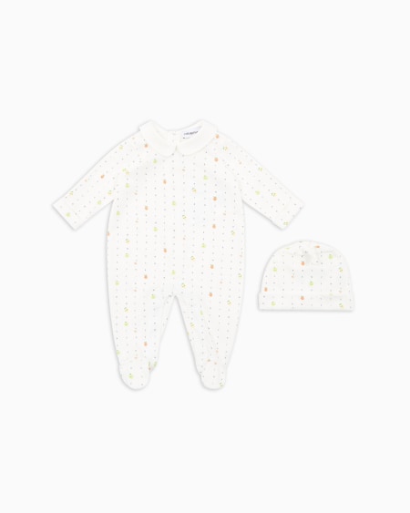 Armani Conjunto de mono y gorro de punto con estampado Color Juice