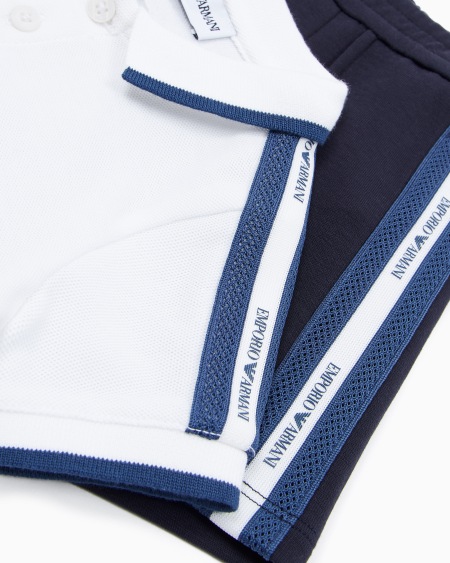 Armani Conjunto De Polo Y Bermudas De Punto Con Cinta Con Logotipo