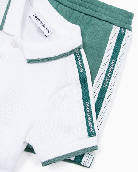 Armani Conjunto De Polo Y Bermudas De Punto Con Cinta Con Logotipo