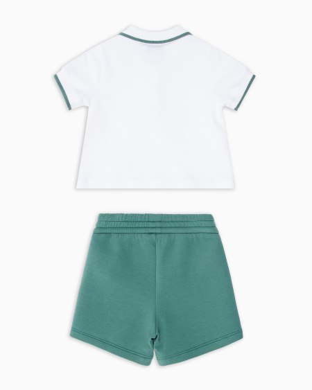 Armani Conjunto De Polo Y Bermudas De Punto Con Cinta Con Logotipo