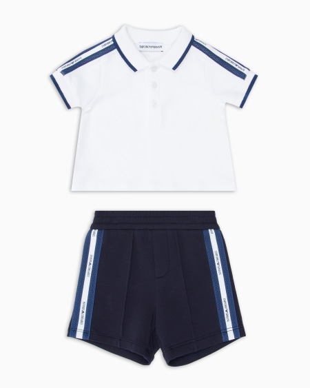 Armani Conjunto de polo y bermudas de punto con cinta con logotipo