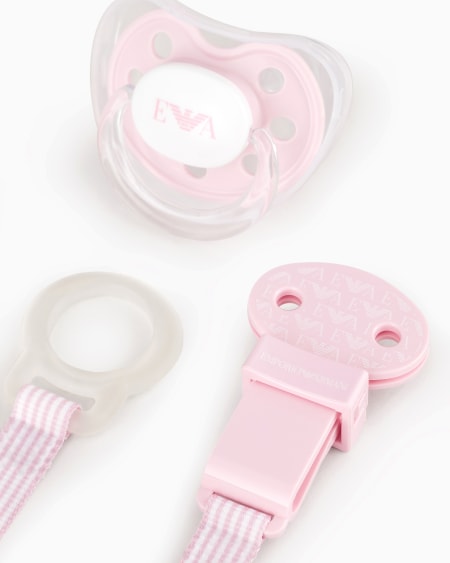 Armani Conjunto De Puericultura Con Dos Biberones Chupete Y Cadena Con Pinza