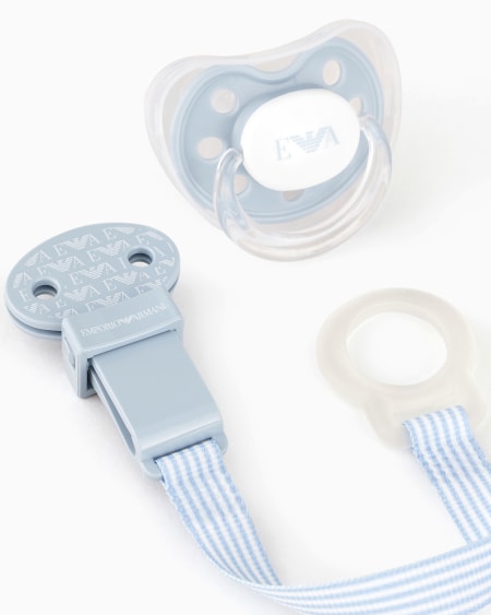 Armani Conjunto De Puericultura Con Dos Biberones Chupete Y Cadena Con Pinza