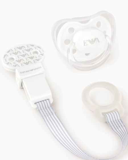 Armani Conjunto De Puericultura Con Dos Biberones Chupete Y Cadena Con Pinza