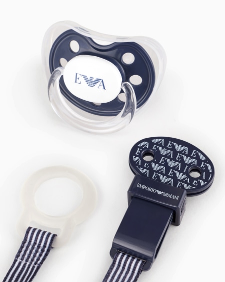 Armani Conjunto De Puericultura Con Dos Biberones Chupete Y Cadena Con Pinza