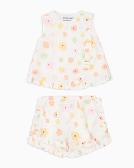 Armani Conjunto de top y pantalones cortos de popelina con estampado integral