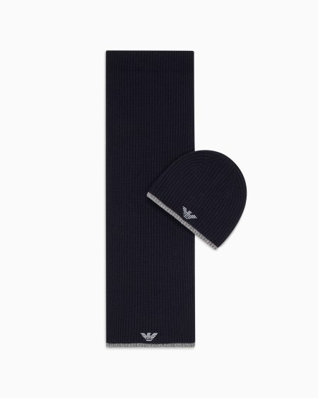 Armani Conjunto para regalo de gorro y bufanda con águila bordada