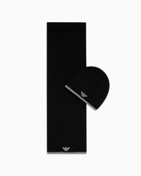 Armani Conjunto para regalo de gorro y bufanda con águila bordada