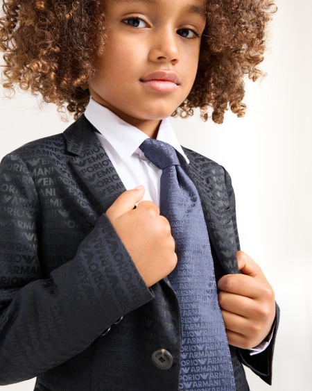 Armani Corbata De Seda Pura Con Inscripción Del Logotipo En Tejido Jacquard Por Toda La Prenda