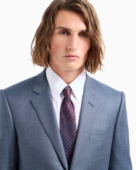 Armani Corbata De Seda Pura Con Logotipo Integral En Tejido Jacquard