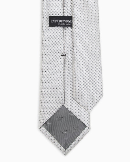 Armani Corbata De Seda Pura Con Microcuadros De Tejido Jacquard