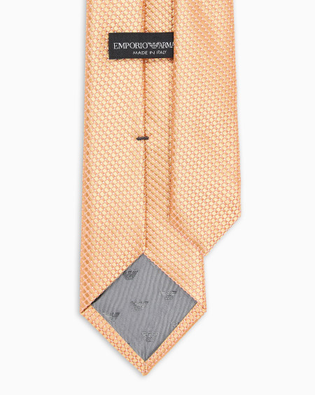 Armani Corbata De Seda Pura Con Microcuadros De Tejido Jacquard