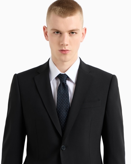 Armani Corbata De Seda Pura Con Microfantasía En Tejido Jacquard