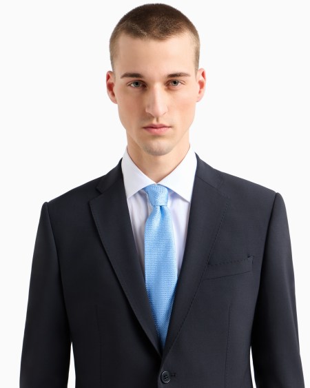 Armani Corbata De Seda Pura Con Microfantasía En Tejido Jacquard