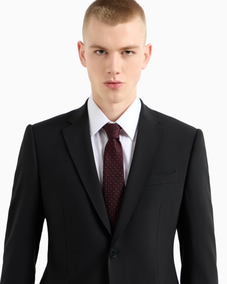 Armani Corbata De Seda Pura Con Microfantasía En Tejido Jacquard