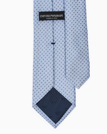 Armani Corbata De Seda Pura Con Microfantasía En Tejido Jacquard Con Efecto óptico