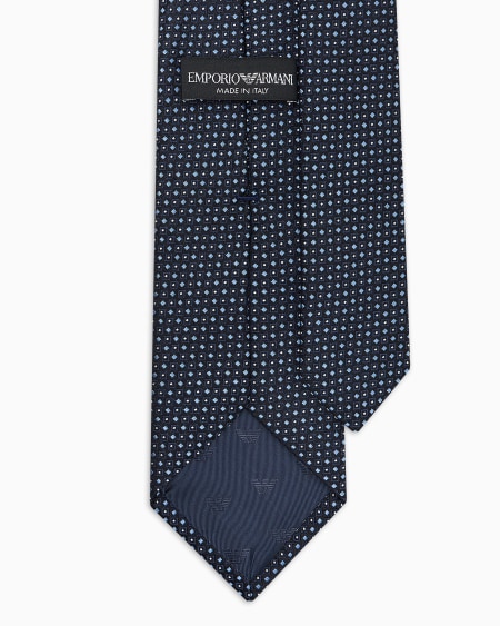 Armani Corbata De Seda Pura Con Microfantasía En Tejido Jacquard Con Efecto óptico