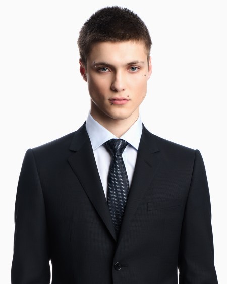 Armani Corbata De Seda Pura Con Microfantasía En Tejido Jacquard Con Efecto óptico