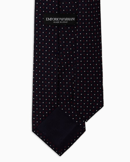 Armani Corbata De Seda Pura Con Microfantasía Mayólica En Tejido Jacquard