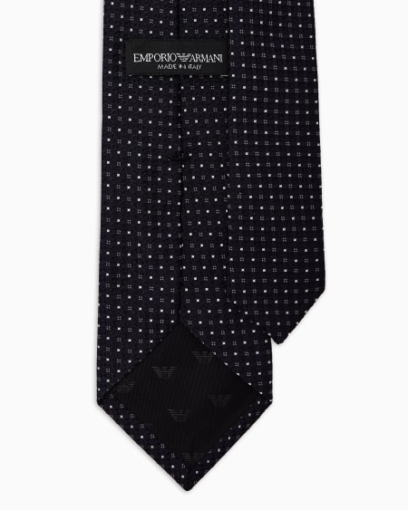 Armani Corbata De Seda Pura Con Microfantasía Mayólica En Tejido Jacquard