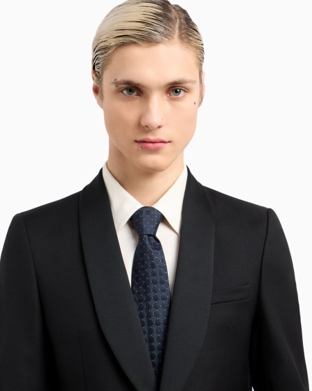 Armani Corbata De Seda Pura Con Microlunares De Tejido Jacquard