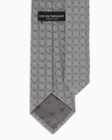 Armani Corbata De Seda Pura Con Microlunares De Tejido Jacquard