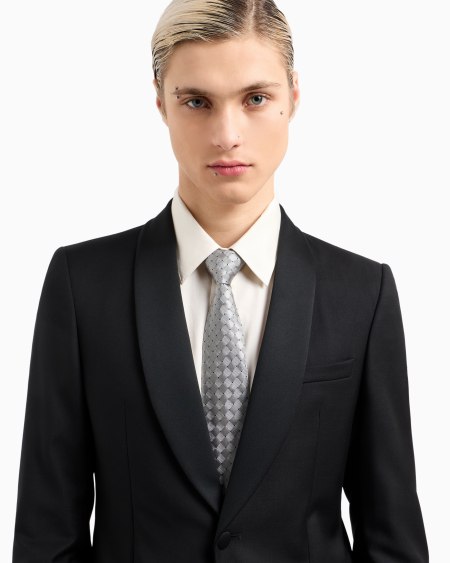 Armani Corbata De Seda Pura Con Microlunares De Tejido Jacquard