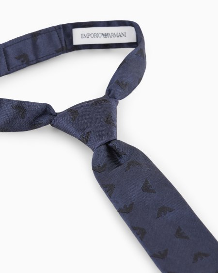 Armani Corbata De Seda Pura Con Motivo Integral De águila En Tejido Jacquard