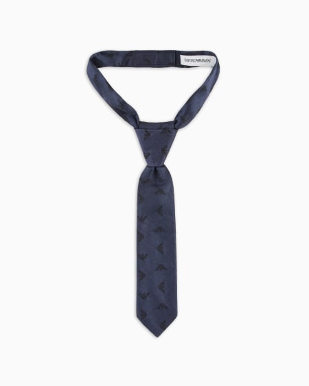 Armani Corbata de seda pura con motivo integral de águila en tejido jacquard